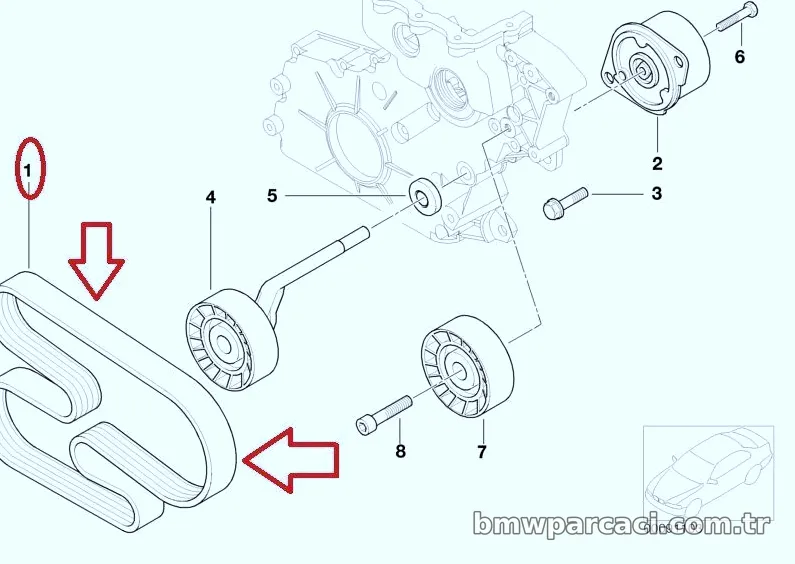 BOSCH 1987947824 | Bmw 5 Serisi E60/E46 520d/320d M47N2 Motor V Kayışı 6PK2080 - BOSCH - BOS.1987947824 ,1