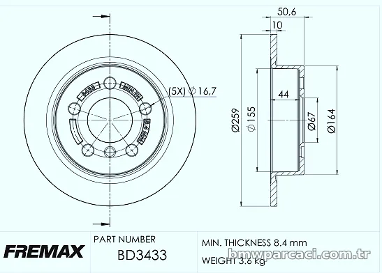 FREMAX BD3433 Fren Disk Ayna - FREMAX - BD3433