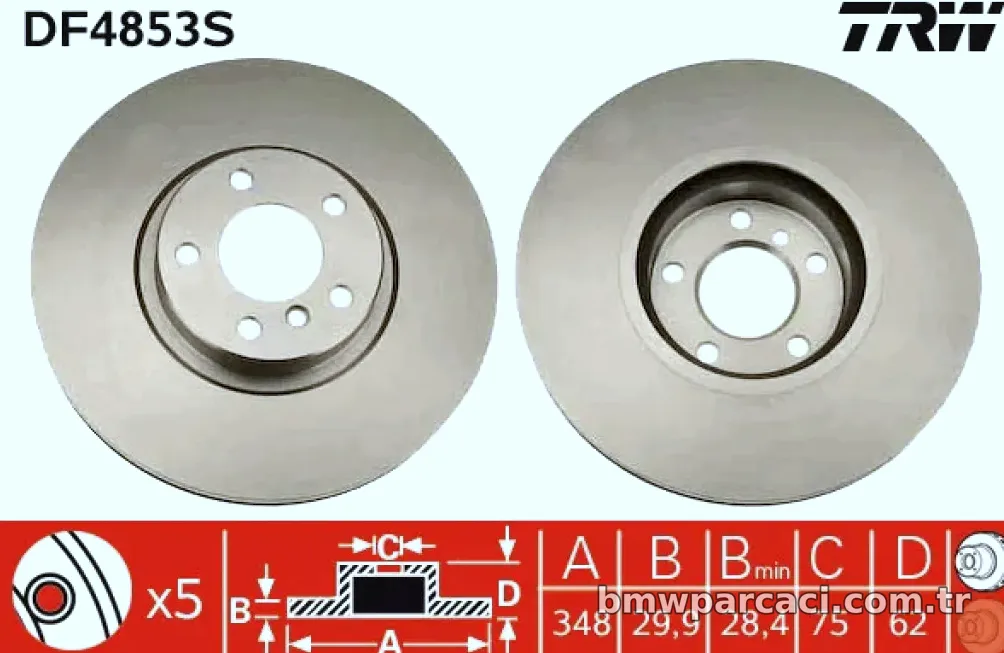FREN DISKI ON (348mm) BMW X5 E70 X6 E71 - TRW - TRW DF4853S