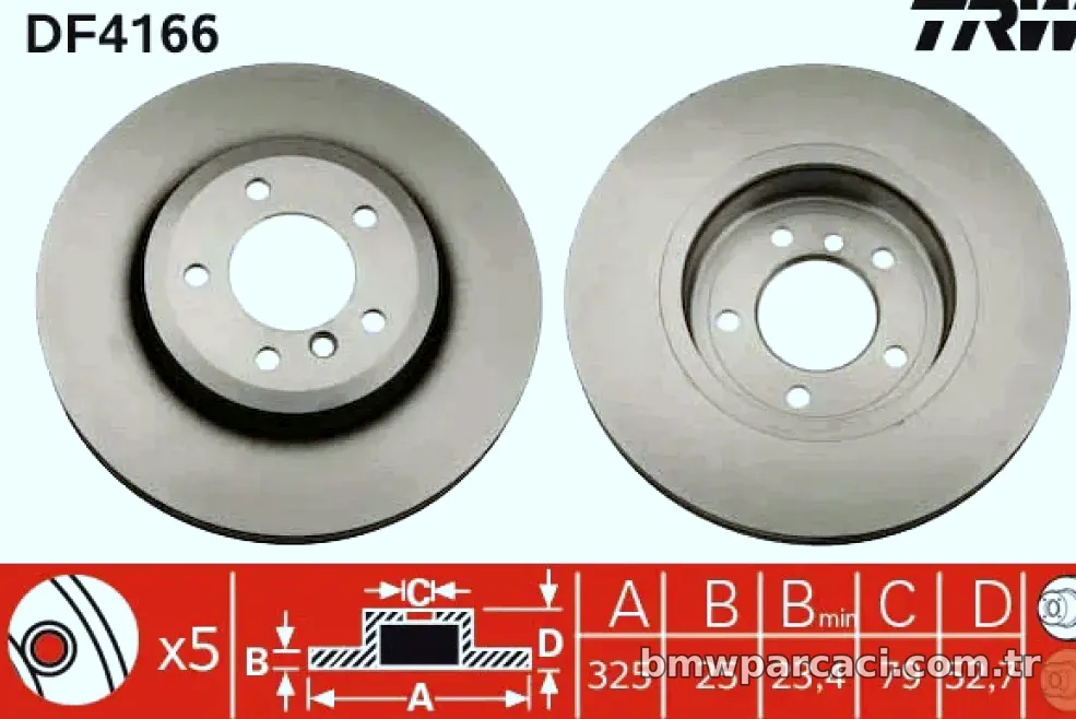 FREN DISKI ON HAVALI BMW E46 Z4 E86 E85 - TRW - TRW DF4166