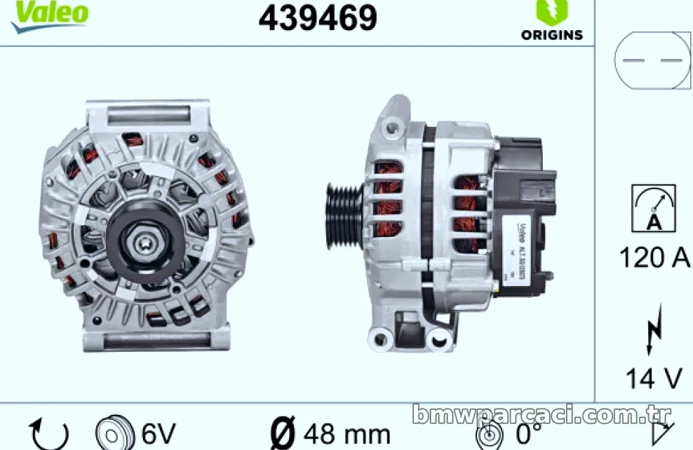 ALTERNATOR 12V 120A MINI R50 R52 R53 - Valeo - VALEO 439469