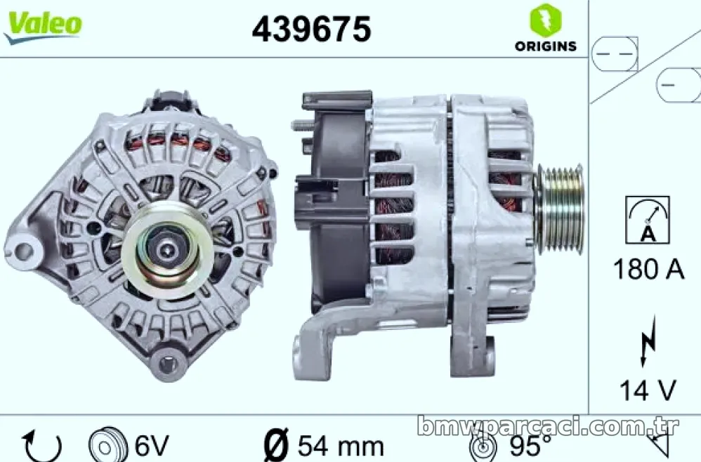 ALTERNATOR 12V 180A BMW (FG18S014) - Valeo - VALEO 439675