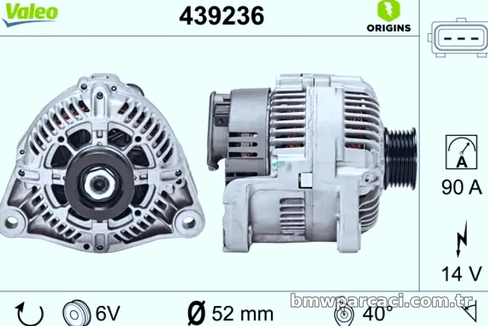 ALTERNATOR 12V 90A BMW 3,16 3,18 - Valeo - VALEO 439236