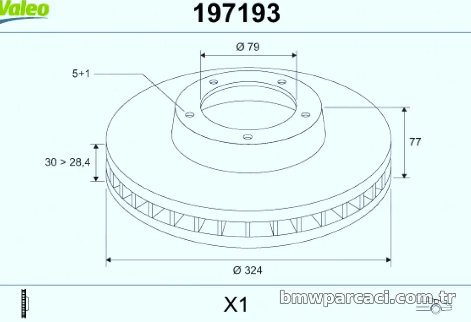 FREN DISKI ON BMW E60 E61 E63 E64 - Valeo - VALEO 197193