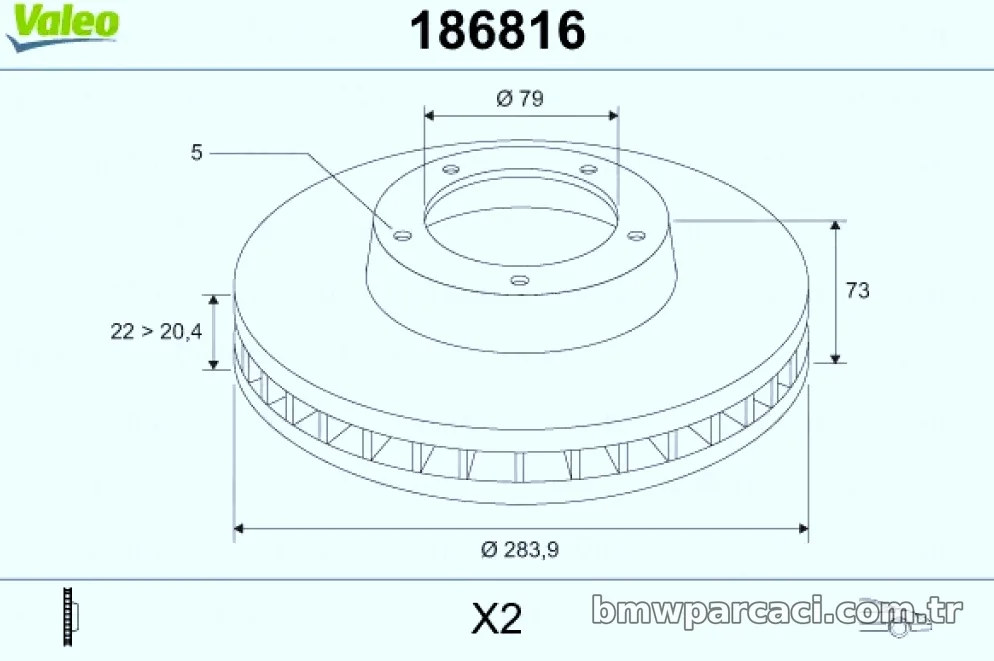 FREN DISKI ON BMW E87 E81 E82 - Valeo - VALEO 186816