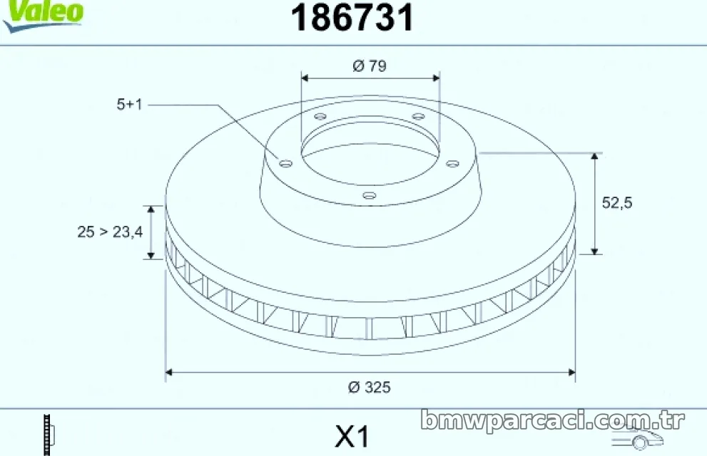 FREN DISKI ON HAVALI BMW E46 Z4 E86 E85 - Valeo - VALEO 186731