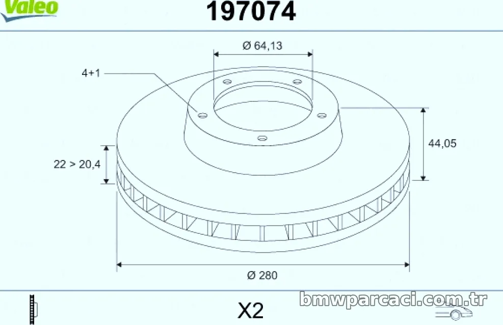 FREN DISKI ON HAVALI MINI R55 R56 R57 R58 R59 - Valeo - VALEO 197074