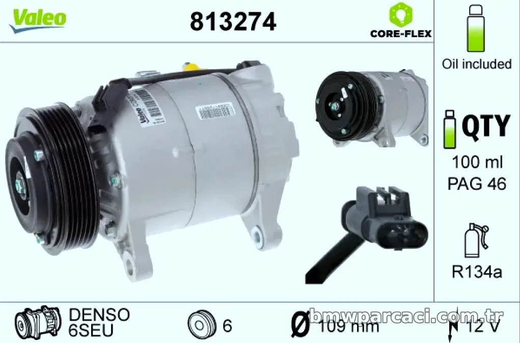 KLIMA KOMPRESORU BMW F10 F20 F22 G11 G12 F48 F25 F26 MINI F54 F55 F56 F57 F60 - Valeo - VALEO 813274