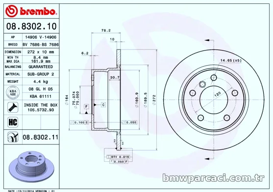 BREMBO 08830211 Fren Disk Ayna - BREMBO - 08830211