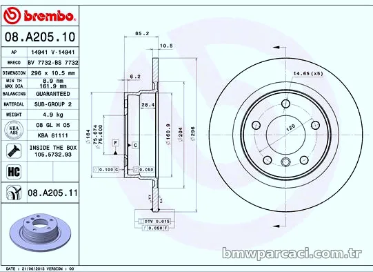 BREMBO 08A20511 Fren Disk Ayna - BREMBO - 08A20511