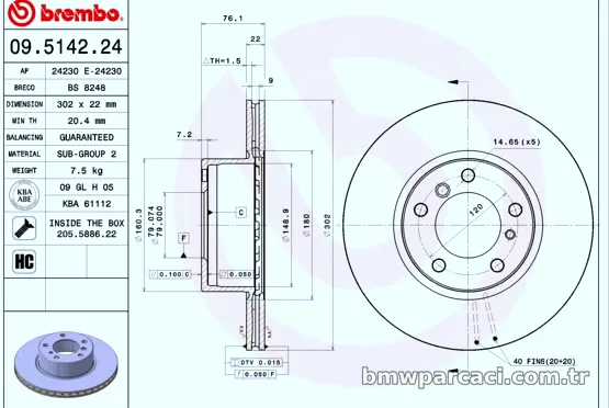 BREMBO 09514224 Fren Disk Ayna - BREMBO - 09514224