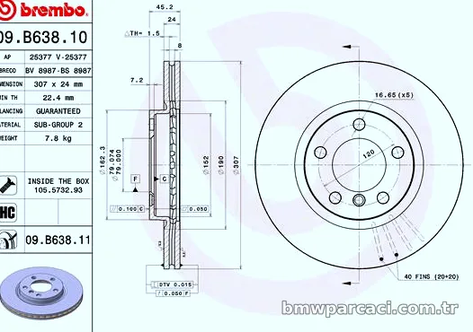 BREMBO 09B63811 Fren Disk Ayna - BREMBO - 09B63811