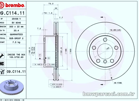 BREMBO 09C11411 Fren Disk Ayna - BREMBO - 09C11411