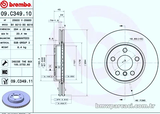 BREMBO 09C34911 Fren Disk Ayna - BREMBO - 09C34911