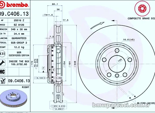 BREMBO 09C40613 Fren Disk Ayna - BREMBO - 09C40613