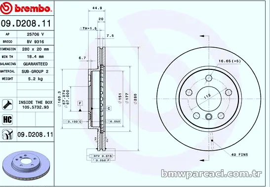BREMBO 09D20811 Fren Disk Ayna - BREMBO - 09D20811