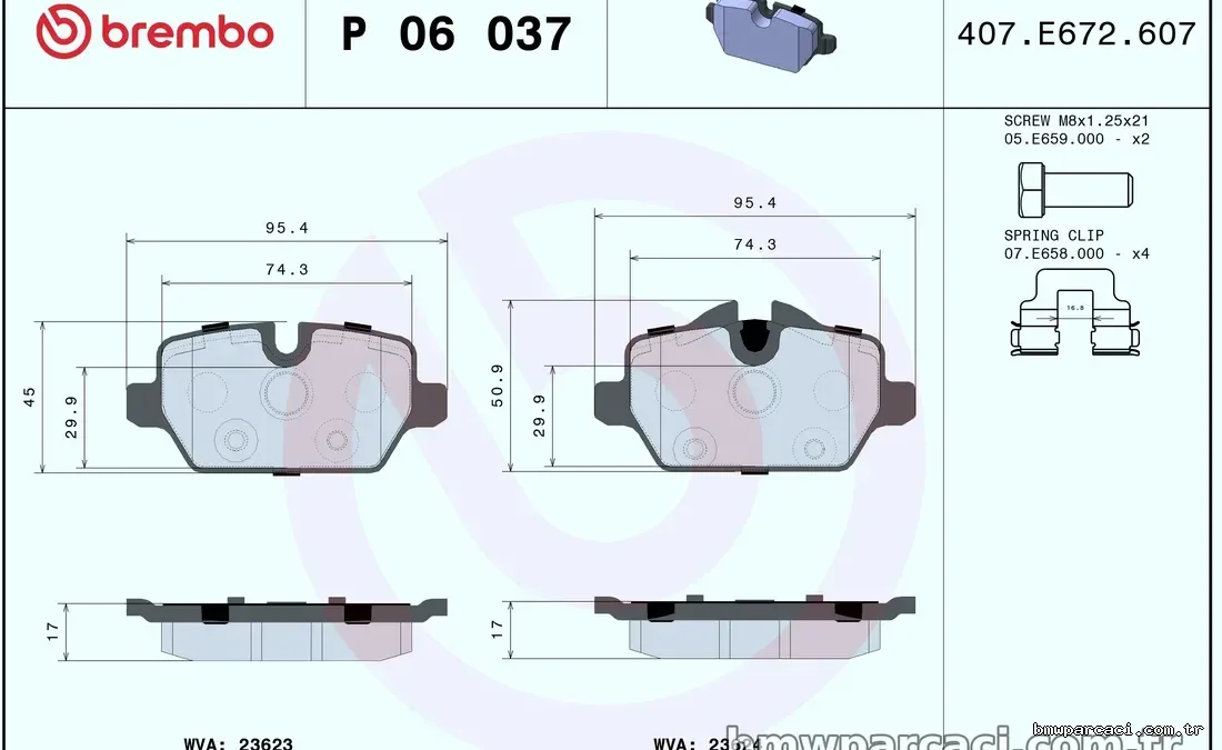 BREMBO P06037 Fren Disk Balata - BREMBO - P06037