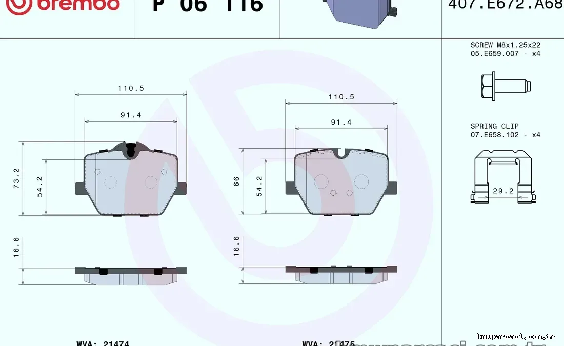 BREMBO P06116 Fren Disk Balata - BREMBO - P06116