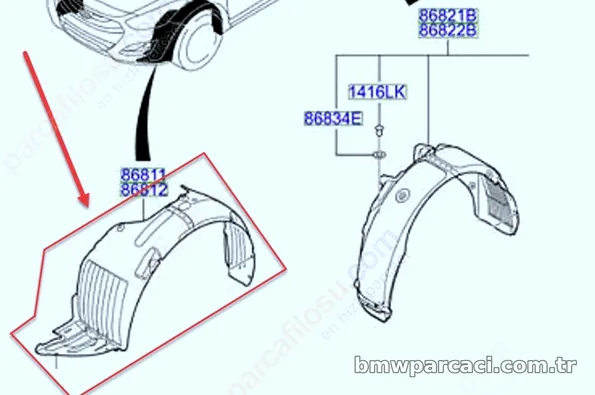 ORJINAL Ön Davlumbaz Sol 86811A6600