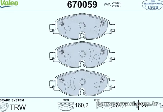 VALEO 670059 Fren Disk Balata - VALEO - 670059