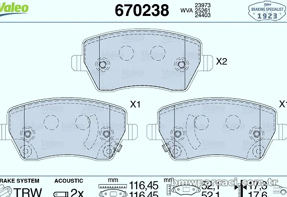 VALEO 670238 Fren Disk Balata - VALEO - 670238